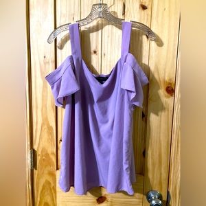 Eloquii size 14 flowy cold-shoulder blouse with ruffle sleeves